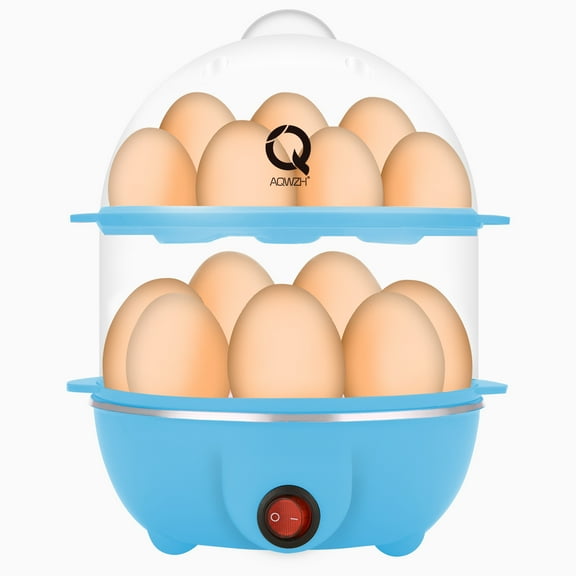 AQwzh Rapid Egg Cooker Electric for Hard Boiled, Poached, Scrambled Eggs, Omelets, Steamed Vegetables, Seafood, Dumplings, 14 capacity, with Auto Shut Off Feature