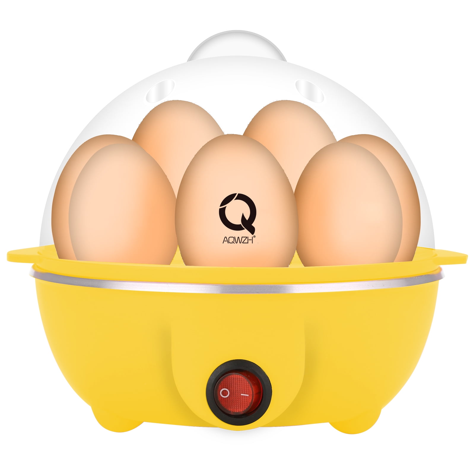 AQwzh Rapid Egg Cooker Electric for Hard Boiled, Poached, Scrambled Eggs, Omelets, Steamed Vegetables, Seafood, Dumplings, 7 capacity, with Auto Shut Off Feature