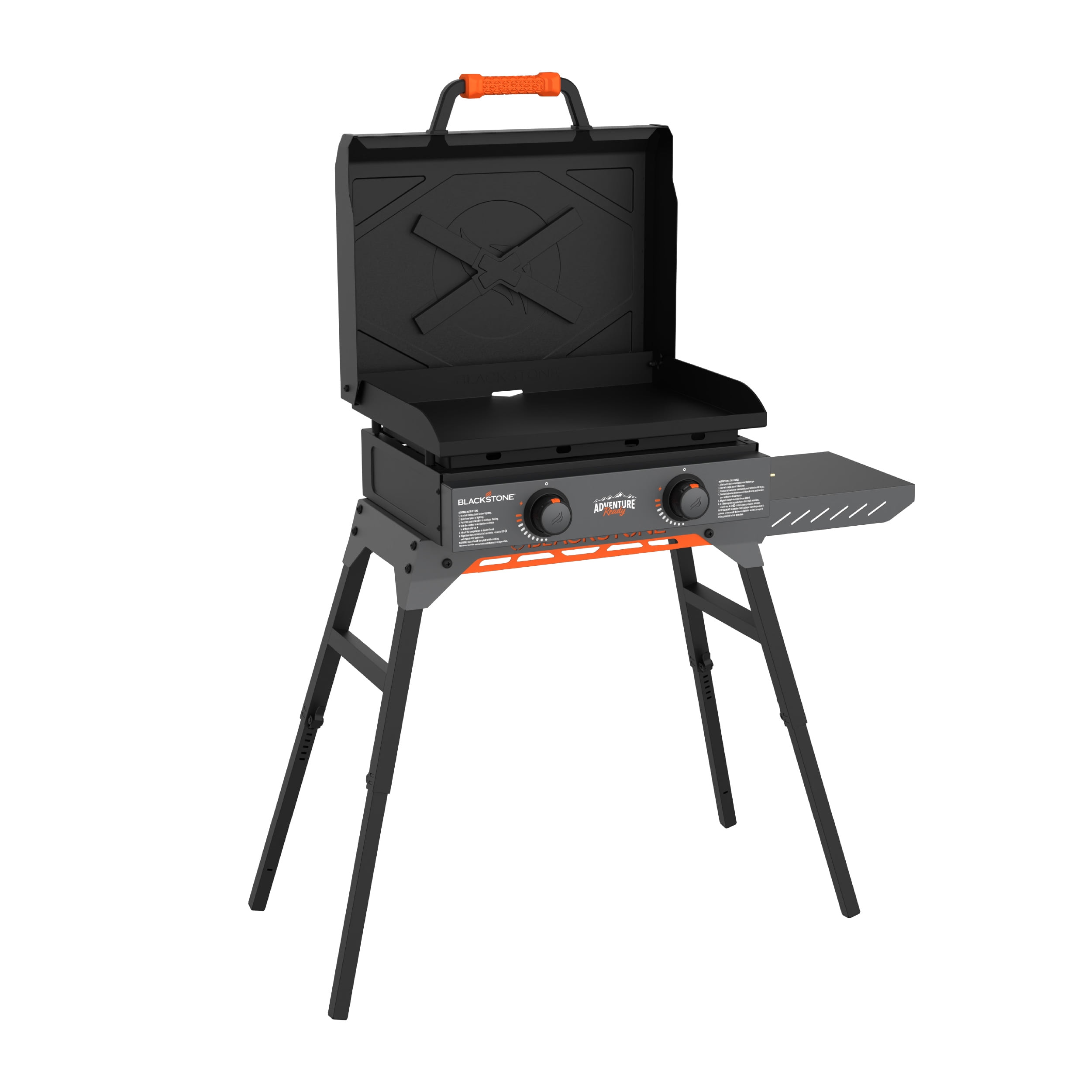 Blackstone Adventure Ready Outdoor Griddle, 2-Burner 22" Propane Flat Top Grill with Hood and Stand, Gray