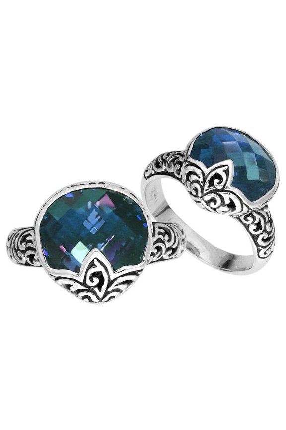 AR-6180-LBT-6" Sterling Silver Pears Shape Ring With London Blue Topaz