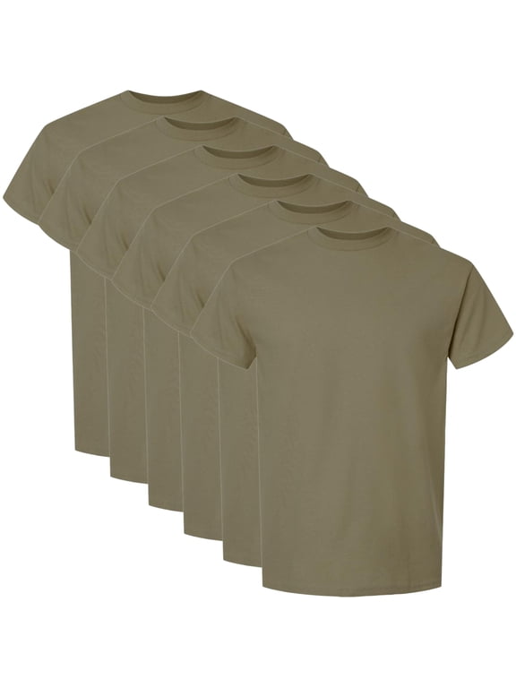 AR 670-1 Army Compliant Coyote Brown Mens Military T-Shirt 100% Cotton OCP Scorpion Uniform Approved 6-Pack (Large)