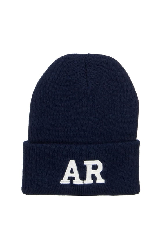 AR Arkansas State Embroidered Long Beanie - Navy OSFM