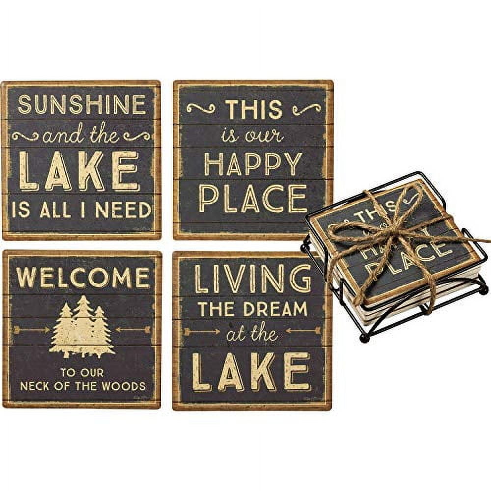 AR Country Store Coaster Set - This is Our Happy Place - Lake - Walmart.com