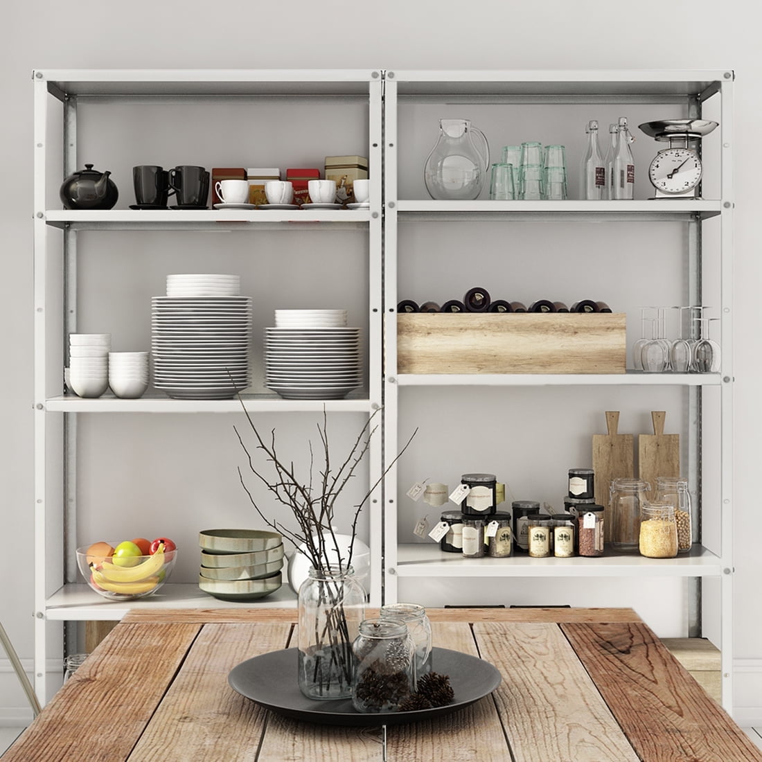 AR Deco White Adjustable 5-Shelf Steel Bookcase