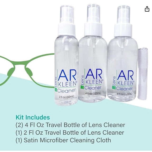 AR Kleen Lens Cleaning Kit (12 Fl Oz + 1 Cloth)
