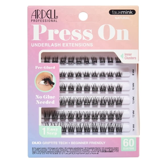 Ardell Press On Lash Clusters, Faux Mink Natural Pre-Glued Eyelash Extensions, 60 Count