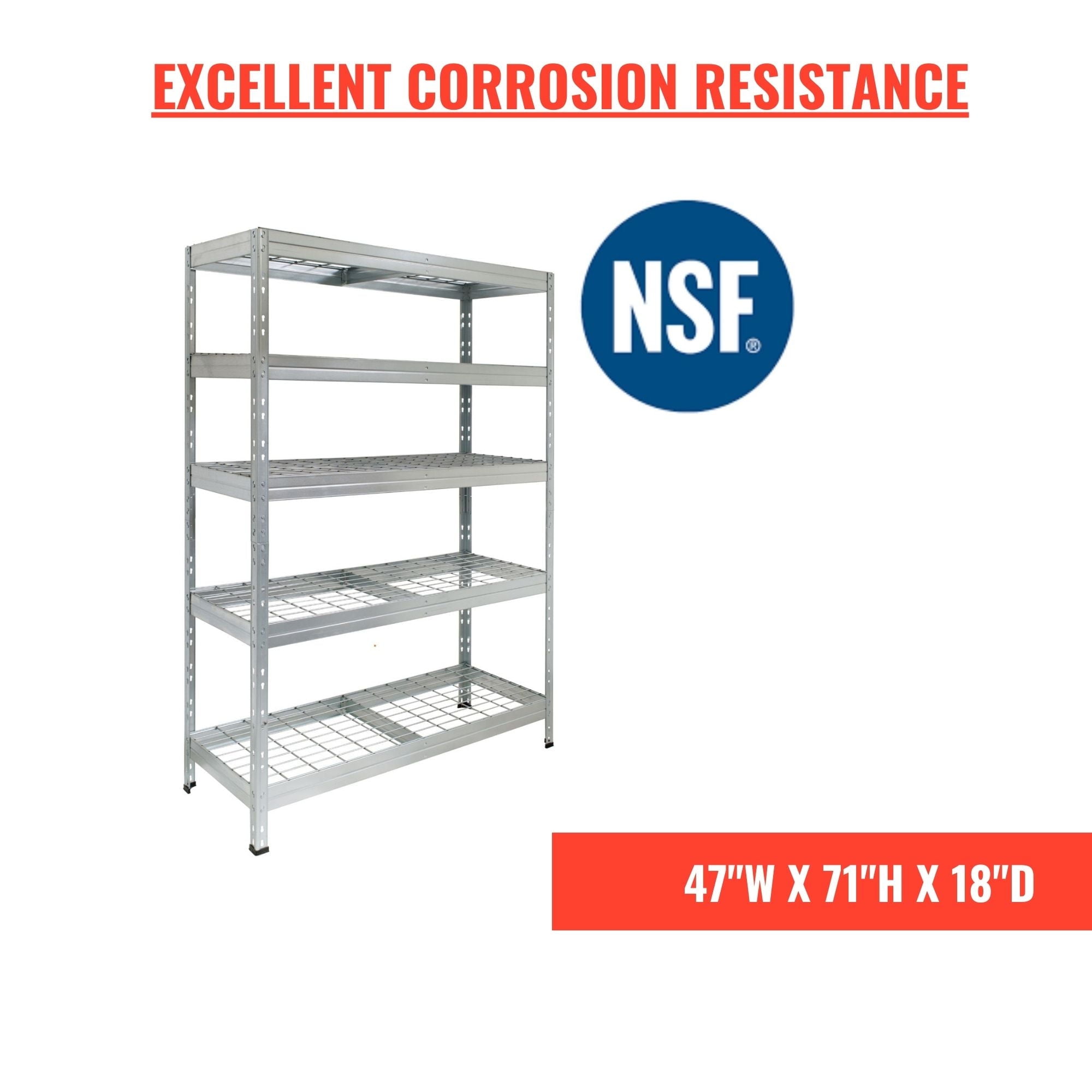 Heavy-Duty Galvanized Steel 5-Tier Freestanding Storage Rack