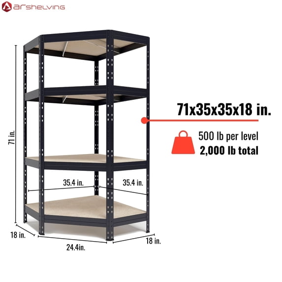 Ar Shelving Garage Corner 71 in. H X 35.4 in. W X 18 in. D Metal Shelving Unit