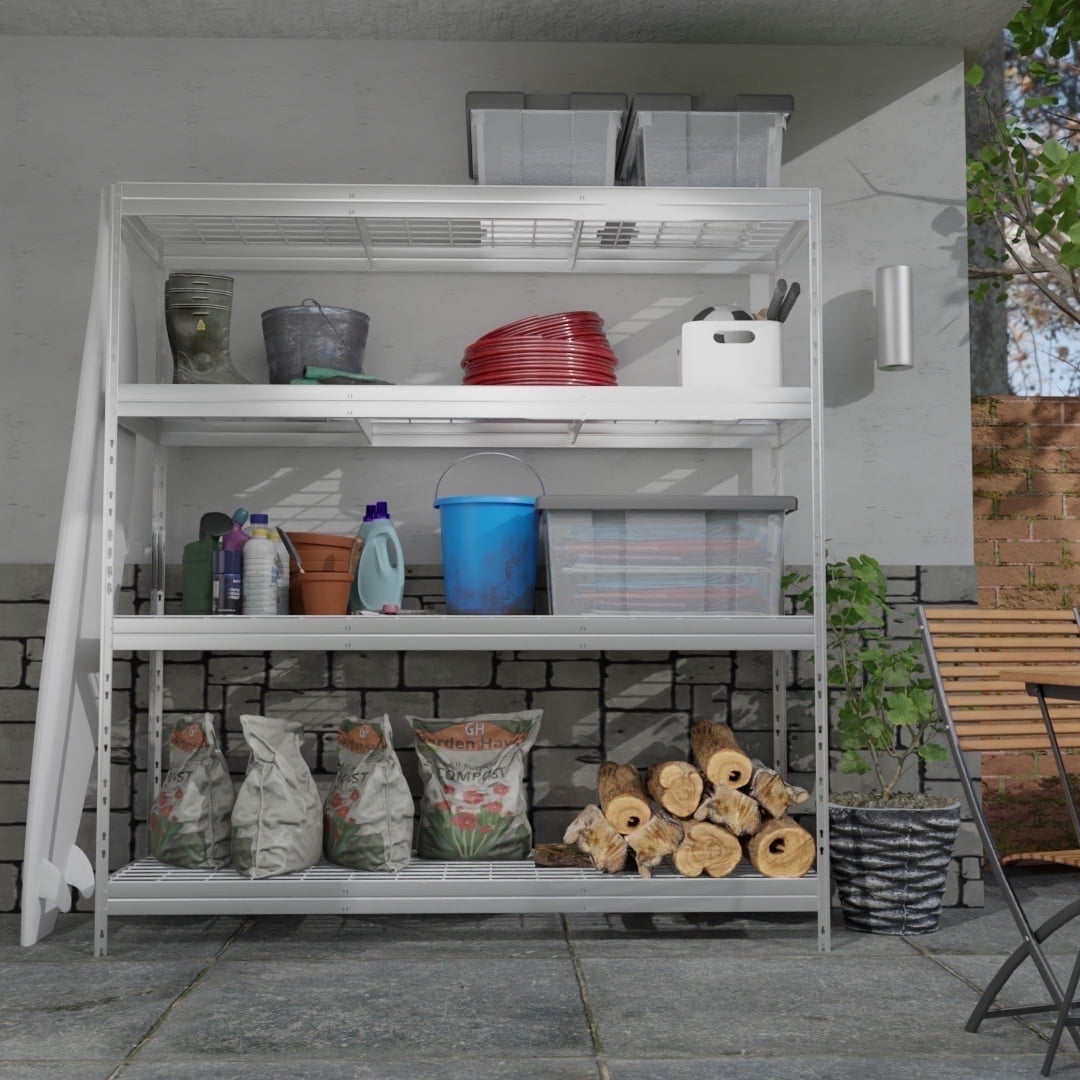 Galvanized Metal 4-Shelf Boltless Rivet Wire Shelving Unit, 20" x 71" x 71"