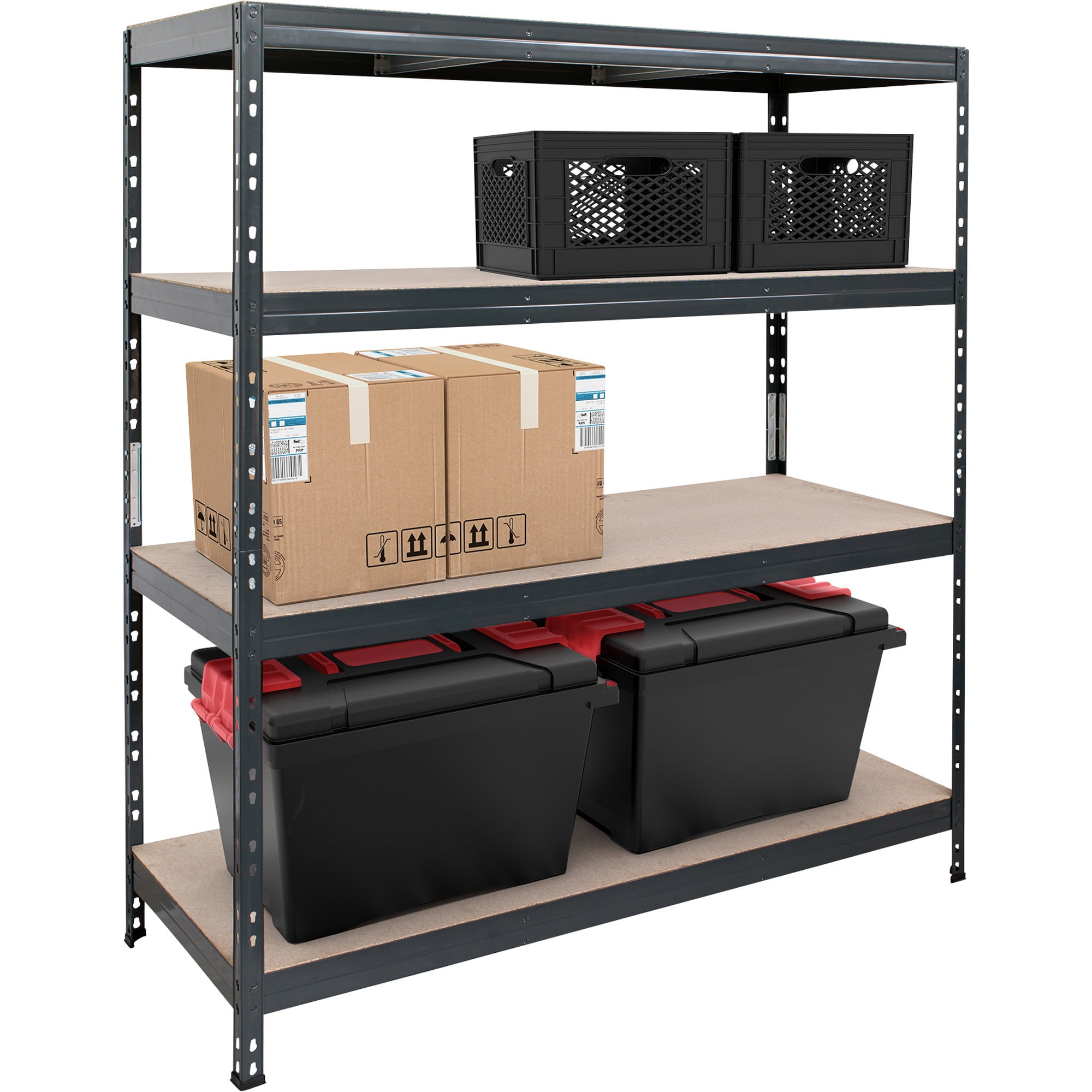 Heavy-Duty Black Steel 4-Shelf Garage Storage Unit