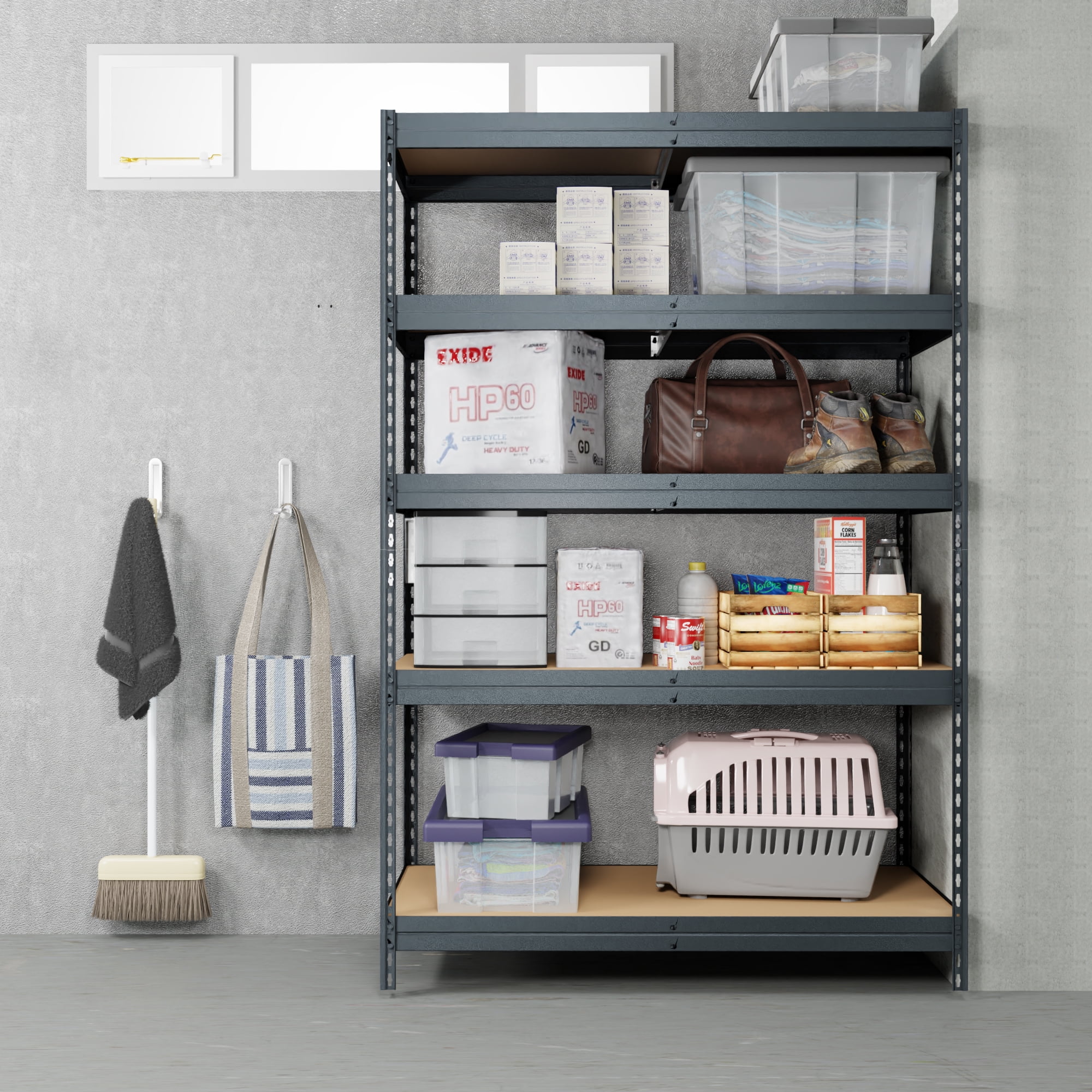 Heavy-Duty Steel and Particle Board 5-Shelf Garage Storage Unit