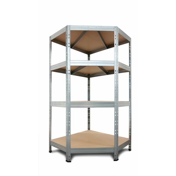 Ar Shelving 4- Tier Corner Galvanized Steel Metal Garage Storage Shelving Unit Utility Rack for Industries, Warehouses, Basement, Workshop (35 in. W1 x 35 in. W2 x 71 in. H x 18 in. D)
