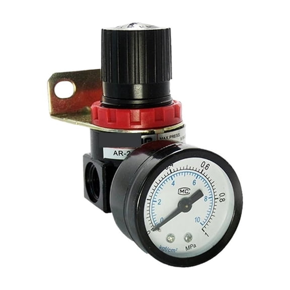 AR2000 G1/4'' Air Control Compressor Pressure Relief Regulator Valve With Fitting Gau And Bracket ,Easy to Use - AR2000 AND PC4-02_1