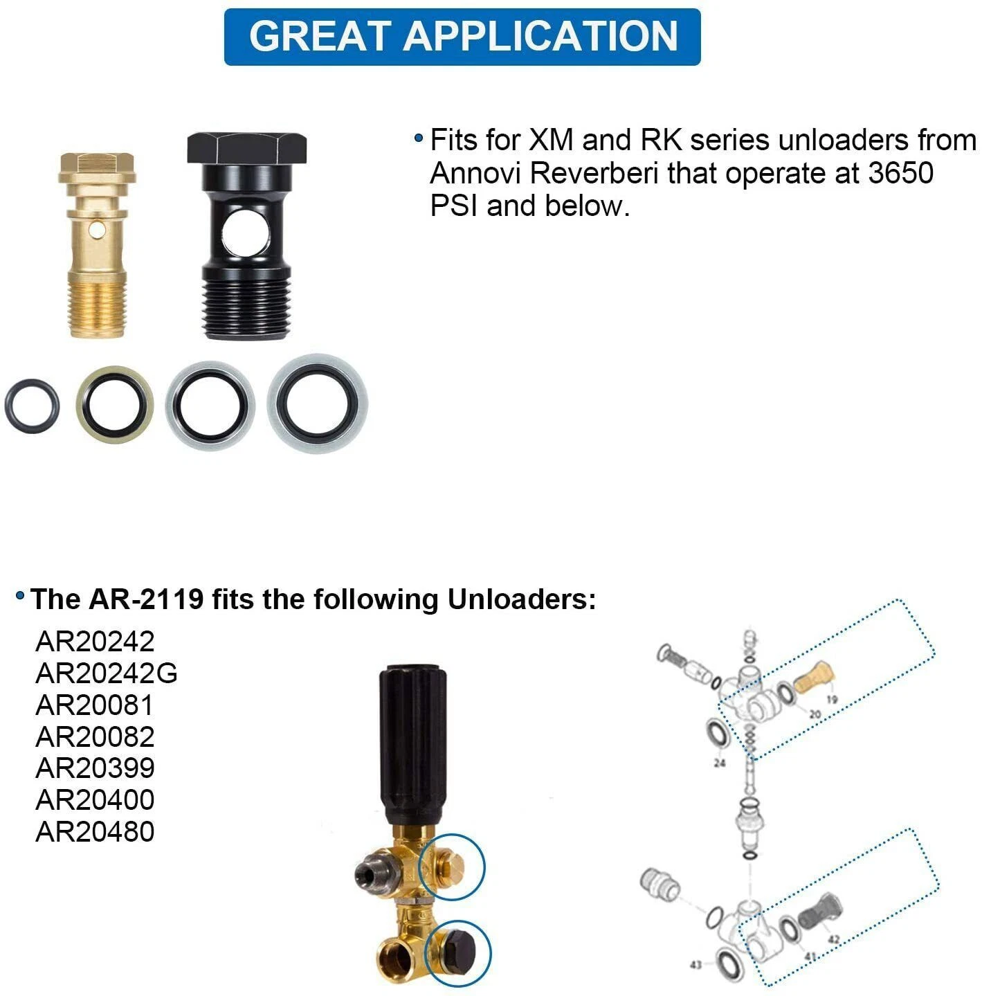 Unloader Mounting Block AR2119 Gymatic Unloader Mounting Bolt Set for XM and RK Series AR Heavy ...