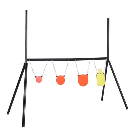 AR500 Steel Target Stand System Kit with 3/8 Inch Thick Gongs and Torso Targets, Adjustable Height 35.4-53.5 Inches for Outdoor Practice