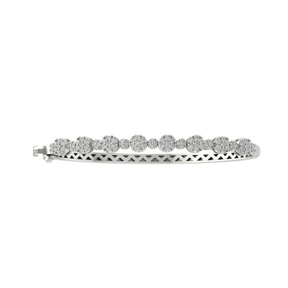 ARAIYA 10K White Gold Diamond Bangle Bracelet (1 1/2 cttw, I2-I3 Clarity, I-J Color) 7"