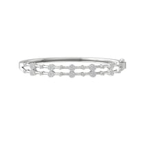 ARAIYA 10K White Gold Diamond Bangle Bracelet (1 cttw, I2-I3 Clarity, I-J Color) 7"