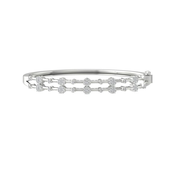 ARAIYA 10K White Gold Diamond Bangle Bracelet (1 cttw, I2-I3 Clarity, I-J Color) 7"
