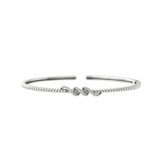 ARAIYA 10K White Gold Lab Grown Diamond Bangle Bracelet (1/8 cttw, VS Clarity, D-E Color) 7"