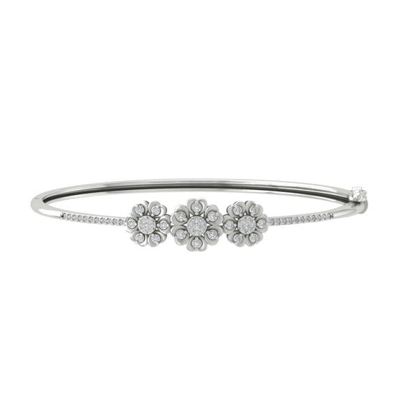ARAIYA 10K White Gold Lab Grown Diamond Bangle Bracelet (5/8 cttw, VS Clarity, D-E Color) 7"