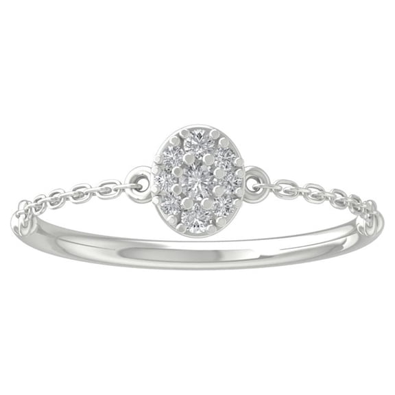 ARAIYA 10K White Gold Round Cluster Diamond Engagement Ring (1/10 cttw, I-J Color, I2-I3 Clarity), Size 5