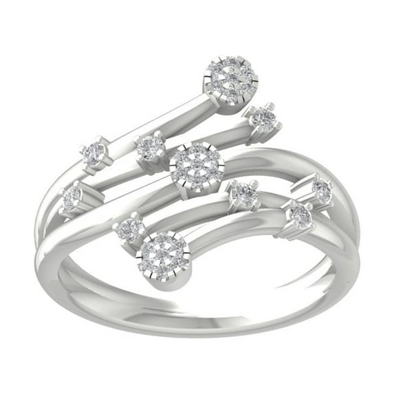 ARAIYA 10K White Gold Round Cluster Diamond Engagement Ring (1/4 cttw, I-J Color, I2-I3 Clarity), Size 7