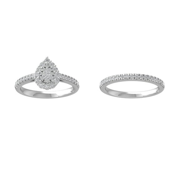 ARAIYA 10K White Gold Round Cluster Diamond Engagement Ring (3/4 cttw, I-J Color, I2-I3 Clarity), Size 6.5