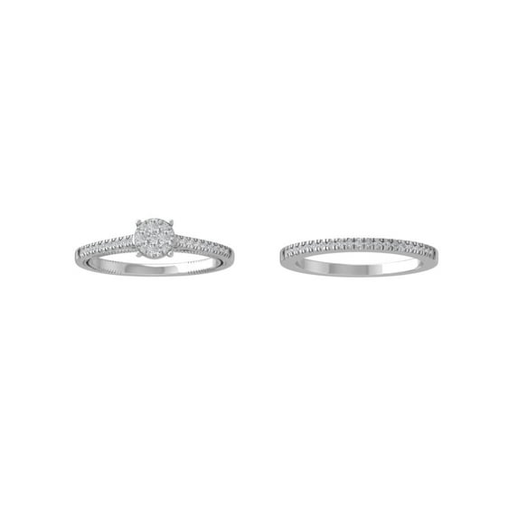 ARAIYA 10K White Gold Round Cluster Diamond Engagement Ring (3/8 cttw, I-J Color, I2-I3 Clarity), Size 10