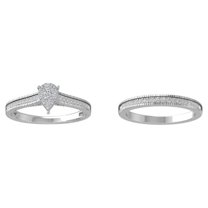 ARAIYA 10K White Gold Round Cluster Diamond Engagement Ring (3/8 cttw, I-J Color, I2-I3 Clarity), Size 10