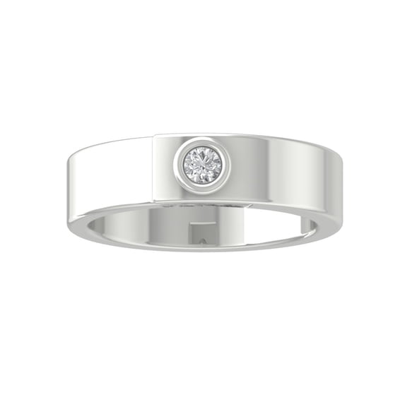 ARAIYA 10K White Gold Round Diamond Band Ring (1/10 cttw, I-J Color, I2-I3 Clarity), Size 9