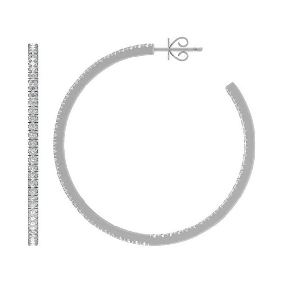 ARAIYA 10K White Gold Round Diamond C-Hoop Earrings (1 5/8 cttw, I2-I3 Clarity, I-J Color)