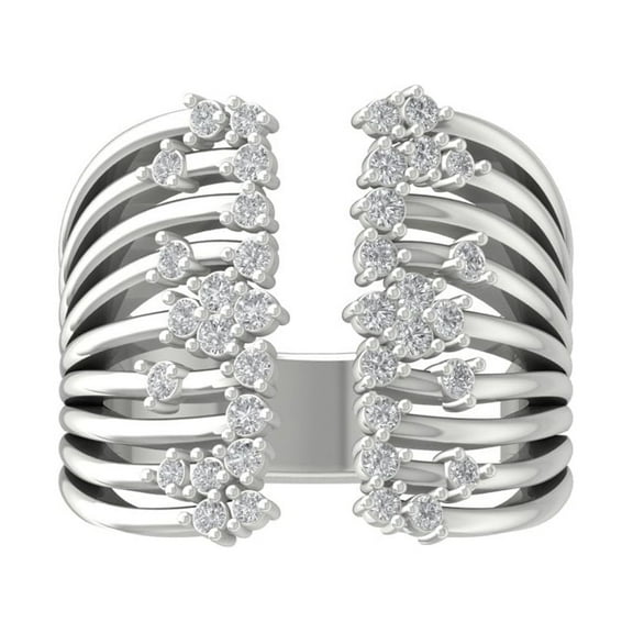 ARAIYA 10K White Gold Round Diamond Fashion Band Ring (1/2 cttw, I-J Color, I2-I3 Clarity), Size 10