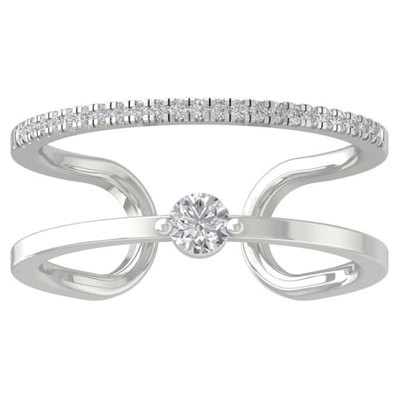 ARAIYA 10K White Gold Round Diamond Fashion Band Ring (1/4 cttw, I-J Color, I2-I3 Clarity), Size 8