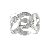 ARAIYA 10K White Gold Round Diamond Fashion Band Ring (1/8 cttw, I-J Color, I2-I3 Clarity), Size 10