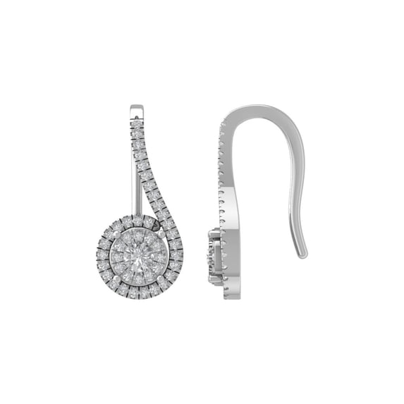 ARAIYA 10K White Gold Round Diamond Hook Earrings (5/8 cttw, I2-I3 Clarity, I-J Color)