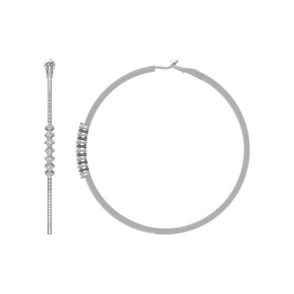 ARAIYA 10K White Gold Round Diamond Hoop Earrings (1 1/4 cttw, I2-I3 Clarity, I-J Color)