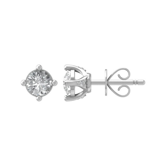 ARAIYA 10K White Gold Round Diamond Solitaire Stud Earrings (1/2 cttw, I2-I3 Clarity, I-J Color)