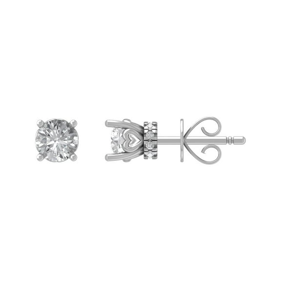 ARAIYA 10K White Gold Round Diamond Solitaire Stud Earrings (1/2 cttw, I2-I3 Clarity, I-J Color)