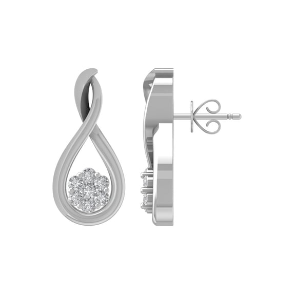 ARAIYA 10K White Gold Round Diamond Stud Earrings (1/10 cttw, I2-I3 Clarity, I-J Color)