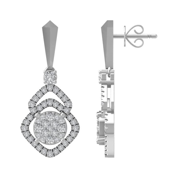 ARAIYA 10K White Gold Round Lab Grown Diamond Drop and Dangle Earrings (3/4 cttw, VS Clarity, D-E Color)
