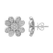 ARAIYA 10K White Gold Round Lab Grown Diamond Flower Stud Earrings (1/2 cttw, VS Clarity, D-E Color)
