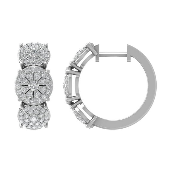 ARAIYA 10K White Gold Round Lab Grown Diamond Hoop Earrings (1 cttw, VS Clarity, D-E Color)