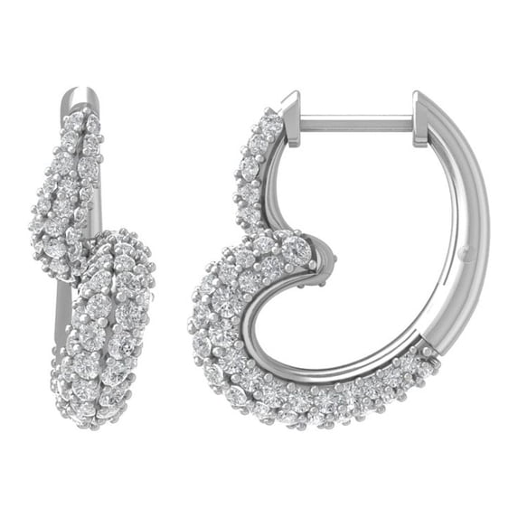 ARAIYA 10K White Gold Round Lab Grown Diamond Hoop Earrings (1 cttw, VS Clarity, D-E Color)