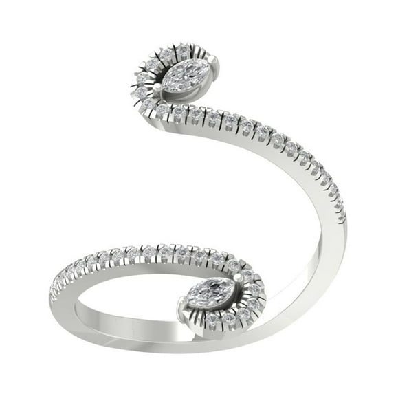 ARAIYA 10K White Gold Round and Marquise-shape Diamond Fashion Band Ring (1/3 cttw, I-J Color, I2-I3 Clarity), Size 10