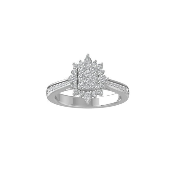 ARAIYA 10K White Gold Round and Pear-shape Diamond Engagement Ring (5/8 cttw, I-J Color, I2-I3 Clarity), Size 7.5