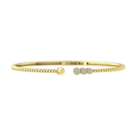 ARAIYA 10K Yellow Gold Diamond Bangle Bracelet (1/8 cttw, I2-I3 Clarity, I-J Color) 7"