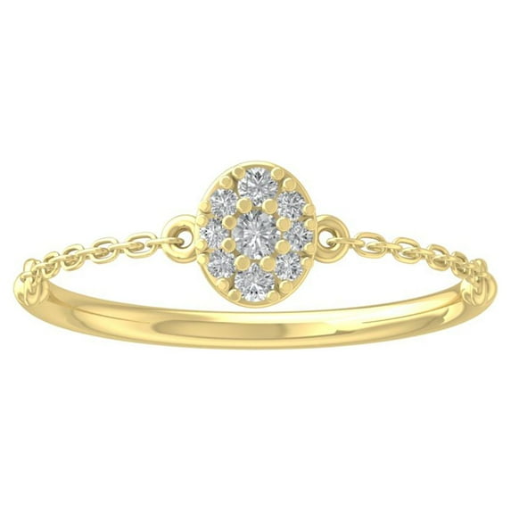 ARAIYA 10K Yellow Gold Round Cluster Diamond Engagement Ring (1/10 cttw, I-J Color, I2-I3 Clarity), Size 8