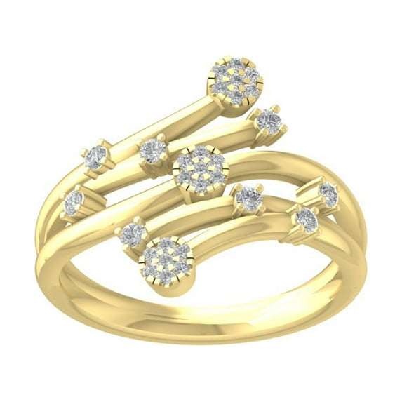 ARAIYA 10K Yellow Gold Round Cluster Diamond Engagement Ring (1/4 cttw, I-J Color, I2-I3 Clarity), Size 7.5