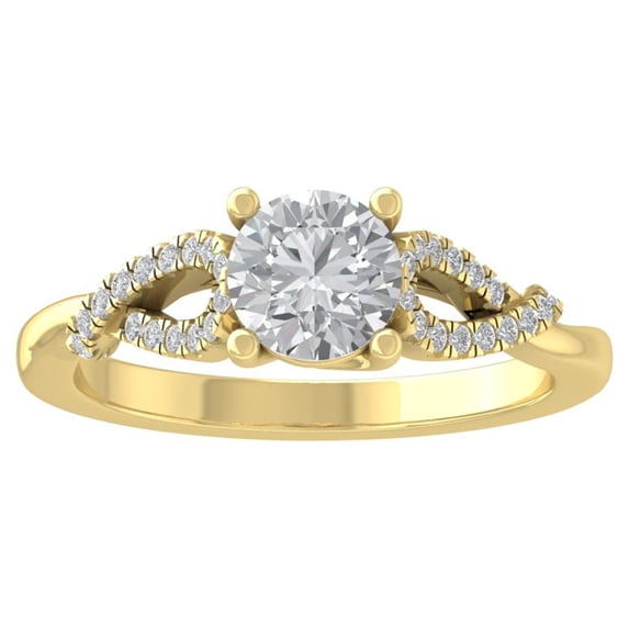 ARAIYA 10K Yellow Gold Round Diamond Engagement Ring (1 cttw, I-J Color, I2-I3 Clarity), Size 5