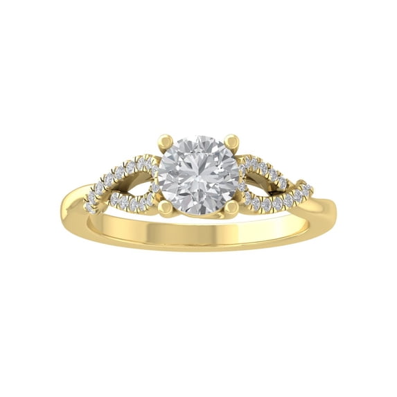 ARAIYA 10K Yellow Gold Round Diamond Engagement Ring (1 cttw, I-J Color, I2-I3 Clarity), Size 8